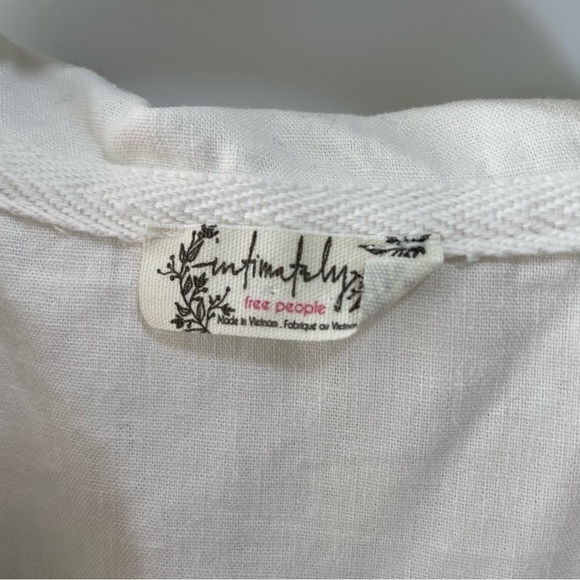 [m] Free People Boho White Brown Button Cotton Linen Blend Body Suit Women’s - Picture 10 of 13